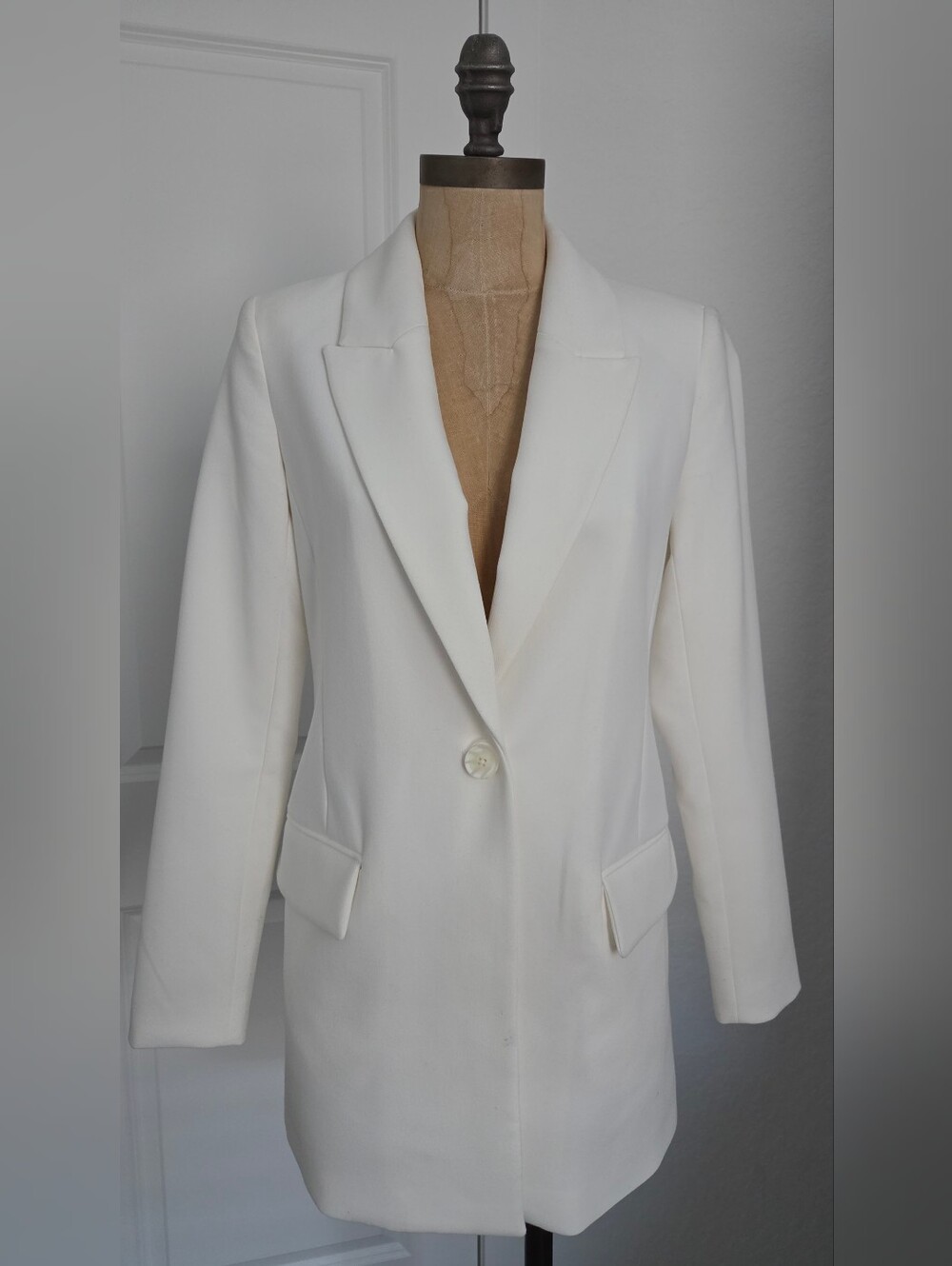Nine West White Single-Button Tailored Blazer